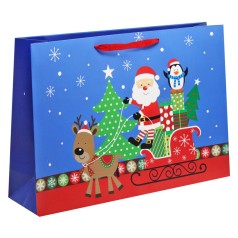 Пакет новогодний подарочный 477 х 127 х 330 мм, голубой