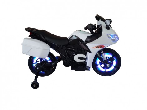 Електромобіль дитячий T-7221 WHITE мотоцикл 12V4.5AH мотор 2*14W 110*56*70