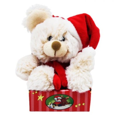 М'яка іграшка "Новорічний ведмедик", бежевий