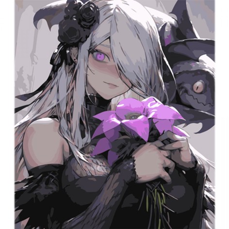 Набор для росписи "Аниме девочка с цветком" 40х50 см