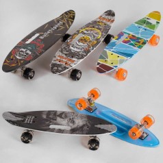 Скейт "Best Board", дека з ручкою, 4 види, дошка = 60 см, колеса PU СВІТЯТЬСЯ, d = 6см
