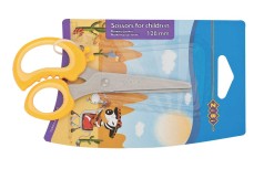 Ножницы детские 128мм, пластиковые ручки с резиновыми вставками, желтые, 2 шт. в уп.