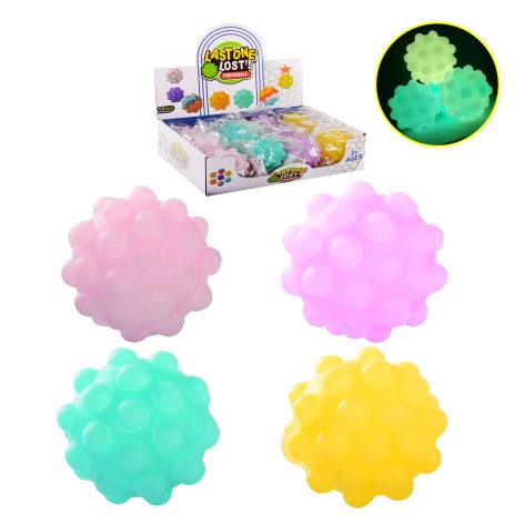 Антистресс мячик Pop Ball светится в темноте, 4 цвета, 12 шт. в коробке 27*20*7см
