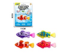 Роборибка 4 види, на батарейках, підсвічування, рухає хвостом, для акваріума, 8 см, на листі, мікс видів 