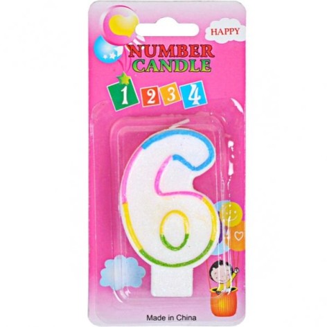 Свеча-цифра цветная с блестками 