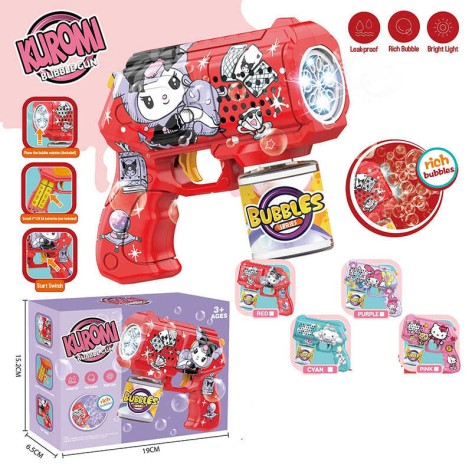 Пістолет з мильними бульбашками підсвічування, пляшечка із мильною рідиною, в кор. 