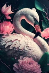 Набір для творчості алмазна картина Фламінго в квітах Strateg розміром 40х50 см (SK88157)