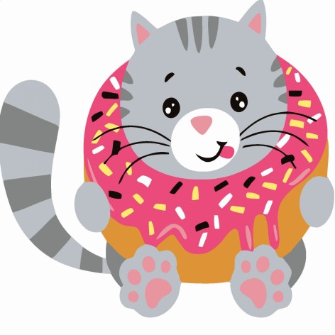 Картина по номерам Strateg Котенок с пончиком размером 20х20 см