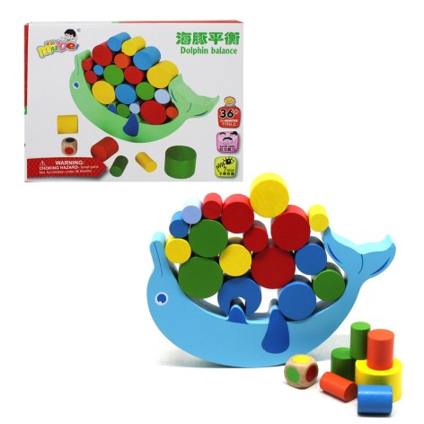 Развивающая игра Деревянный балансир Руди "Луна" с фигурками и кубиком (Б108)