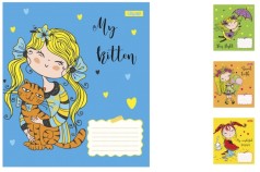 Тетрадь А5/12 в линейку 1В Happy girl, тетрадь ученическая 25шт. в уп.