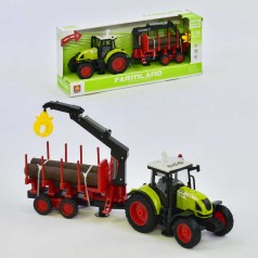 Трактор игрушечный WY900M с прицепом с музыкальными и световыми эффектами.