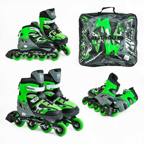 Роликові ковзани Best Roller 34-37 розмір, колеса PU, колір - зелений 32944-M