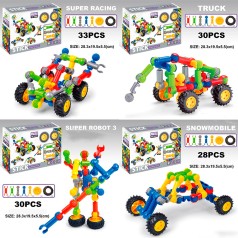 Конструктор шарнірний, від 28дет, 4 види, в кор-ці, 28,5-19,5-5,5см 