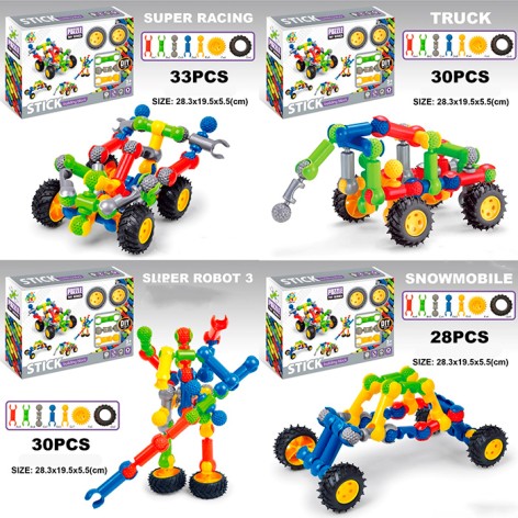 Конструктор шарнірний, від 28дет, 4 види, в кор-ці, 28,5-19,5-5,5см 