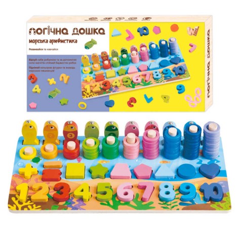 Дошка логічна WToys (сортер, магнітна риболовля, геометричні фігури) 32521