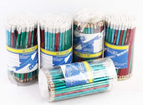 УЦІНКА 30% Олівець графітовий НВ, асорті, металік, з гумкою, туба, 100шт.