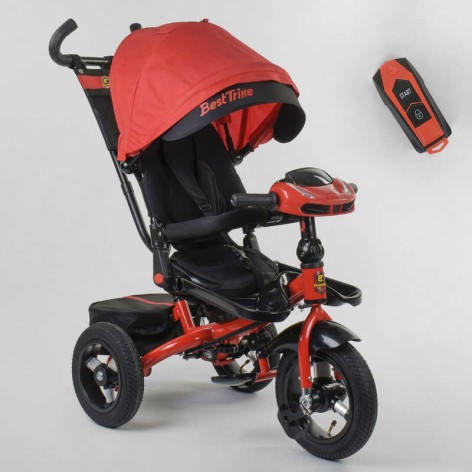 Велосипед 3-х колесный Best Trike фара с USB, поворотное сидение, складной руль, русская озвучка, надувные колеса, пульт