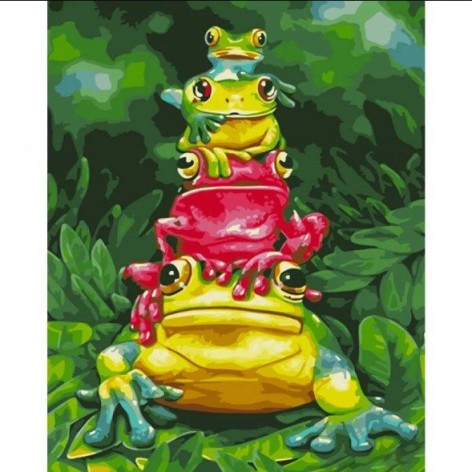 Набор для росписи по номерам Четверка лягушат Strateg размером 40х50 см (GS1012)