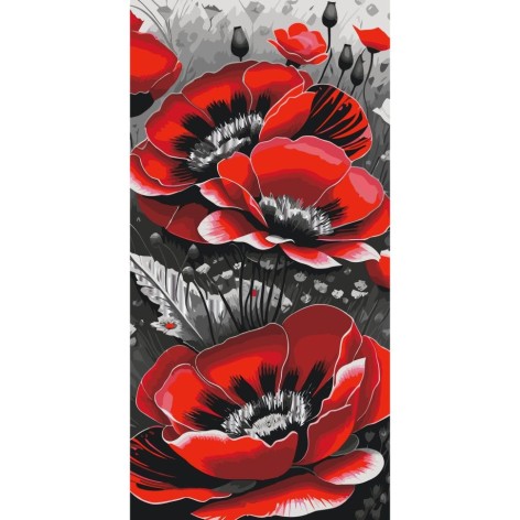 Картина за номерами Art Craft з фарбами металік "Червоні маки" 40х80 см (13092-AC)