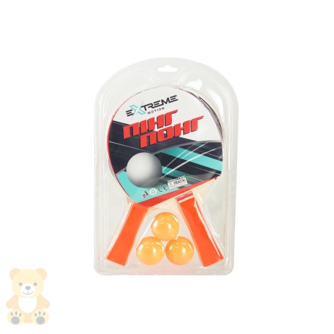 Теннис настольный 2 ракетки,3 мячика в слюде толщина 7 мм 