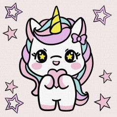 Картина по номерам - Игривая однорожка 18х18см