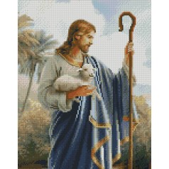 Набір для творчості алмазна картина Ісус з ягням Strateg розміром 30х40 см (KB005)