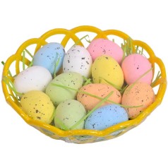 Корзина с декоративными перепелиными яйцами 4см G19-37
