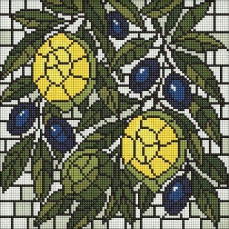 Алмазная мозаика - "Витраж. Лимоны" ©art_selena_ua, 30х30см