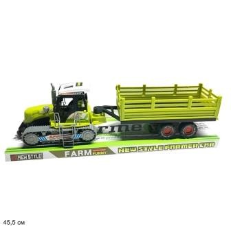 Трактор игрушечный с прицепом 688-1 инерционный, 3 цвета пластик 48*13,5*15