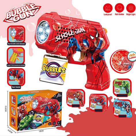 Пістолет з мильними бульбашками підсвічування, пляшечка із мильною рідиною, в кор. 