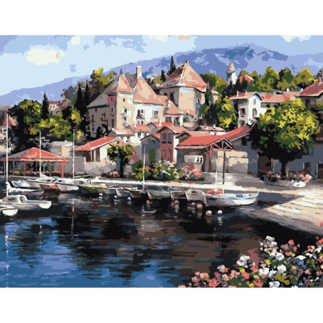 Картина за номерами Морське містечко 40х50 см (VA-0485) з лаком та рівнем TM Strateg