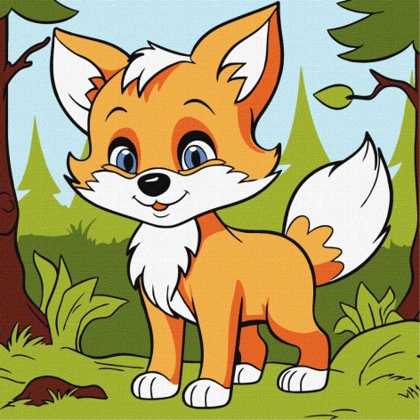 Картина по номерам "Пушистая лиса" 25х25 см