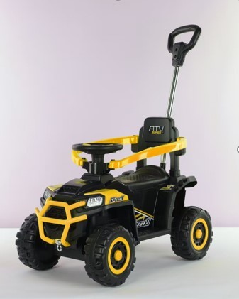 Квадроцикл M 6323EBLR-6 (1шт) 2,4G р/к, 3-в-1(каталка-толокар, бат.ручка), 1*6V4AH, 1*25W, TF, USB, BLUETOOTH, EVA, шкіра, музика, світло, жовтий