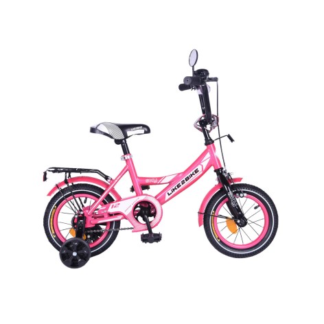 Велосипед дитячий 2-х колісний 12'' Like2bike Sky, рожевий, рама сталь, зі дзвінком, ручне гальмо, складання 75%