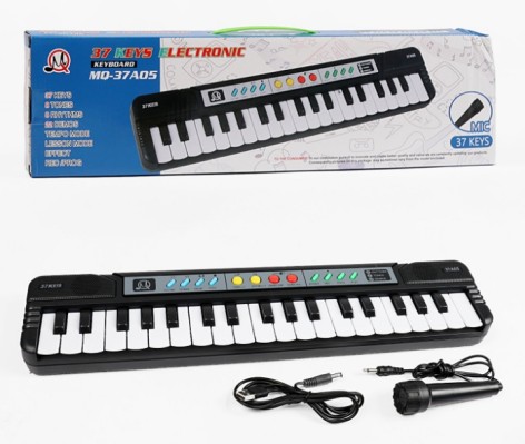 Синтезатор дитячий 37 клавіш, працює від мережі та батарейок, USB-кабель MQ37A05