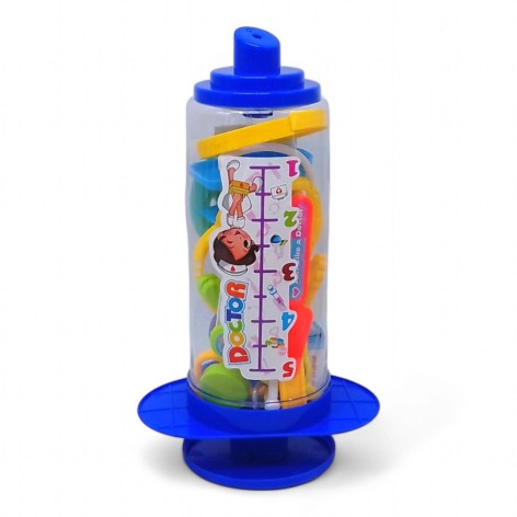 Докторский набор "Шприц", банка (голубой)