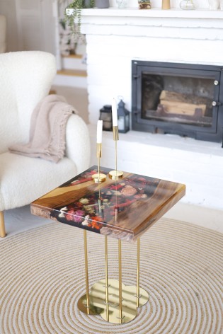 Журнальний стіл Квадрат, Квіти на золоті №1