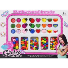 Набір дерев'яного бісеру для плетіння браслетів.