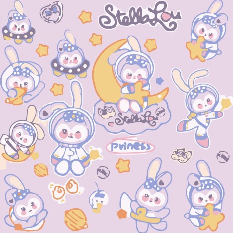 Картина по номерам Strateg Звездные зайчата размером 20х20 см