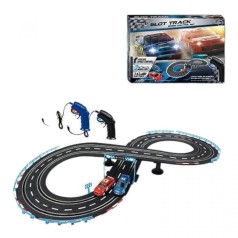Трек на радіокеруванні JJ Slot 48x96 см, підсвічування, 2 машинки, масштаб 1:43, 2 пульти керування