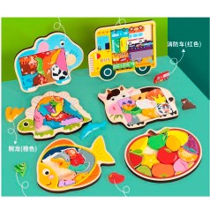 Дерев'яна іграшка Пазли головоломка, логічна гра, 6 видів, у п/е, від 21,5-17-1см 