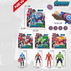 Набір героїв 1 фігурка, підсвічування, висота 15 см, механічний запускач, 4 диски, в кор, МІКС ВИДІВ 