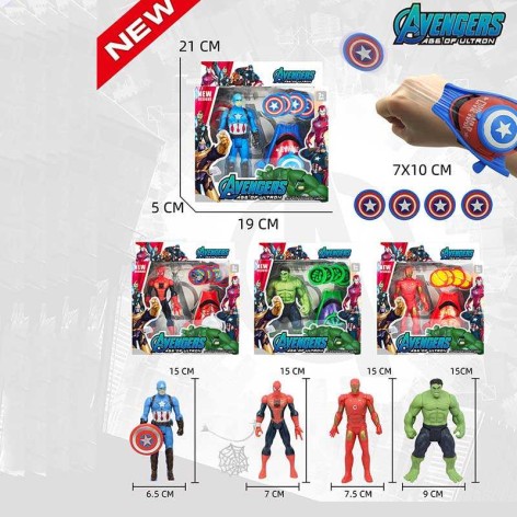 Набір героїв 1 фігурка, підсвічування, висота 15 см, механічний запускач, 4 диски, в кор, МІКС ВИДІВ 