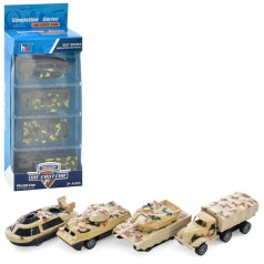 Набір з транспортом військова техніка, метал, 4шт, 2 кольори, в кор-ці, 10-25,5-4,5см /48/