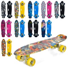 Скейт пенни,56-14см, колесаПУ,свет, рисунок, ручка, разбор.,10 видов,в кул. /10/