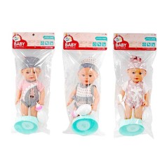 Пупс 3 види, п'є, ходить на горщик, аксесуари, 33 см, в п/е  /72-2/