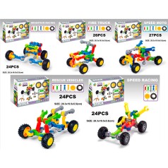 Конструктор шарнирный, транспорт, от 24шт, 5 видов, в кор-це, 28-19,5-5,5см 