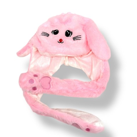 Шапка з вухами, що піднімаються (РОЖЕВА)