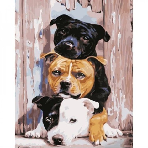 Набір для розпису по номерах Трійка підбулей Strateg розміром 40х50 см (GS1013)