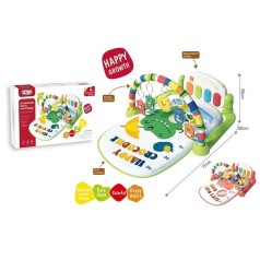 Килимок 2 кольори, 4 брязкальця-підвіски, на батарейках, підсвічування, мелодії, зміна режимів, піаніно, регулювання гучності, в кор. /24/